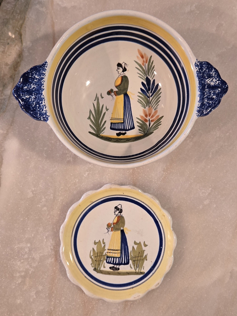 Antique Henriot Quimper Bowl And Plate